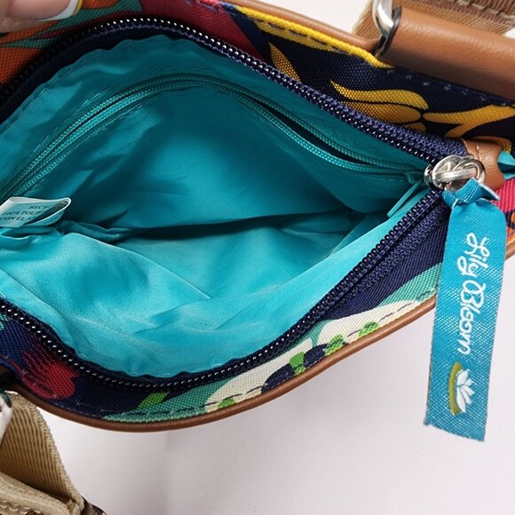 Lily Bloom Floral Crossbody Bag 8.5"x7.5" With Adjustable Strap and Pockets - Picture 8 of 9
